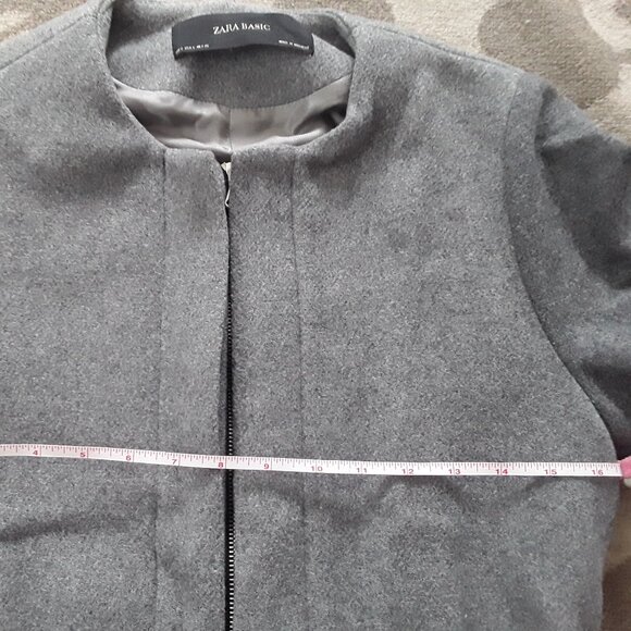 Zara Grey Wool Long Coat - Picture 4 of 5